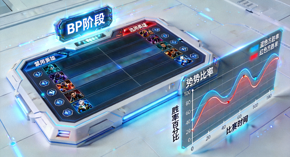 电竞战术动态拆解沙盘正在演示职业比赛BP禁选与局势胜率走势