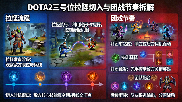 DOTA2三号位拉怪切入时机与团战开团节奏拆解画面
